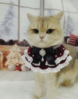 Castilho Velvet Pet Bib – Vintage Lace Collar for Cats & Small Dogs | Holiday Outfit