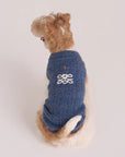 Oxford Knit Vest -- Denim Blue / Brown