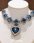 Hand-Woven Blue Crystal Diamond Necklace