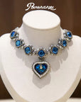 Hand-Woven Blue Crystal Diamond Necklace