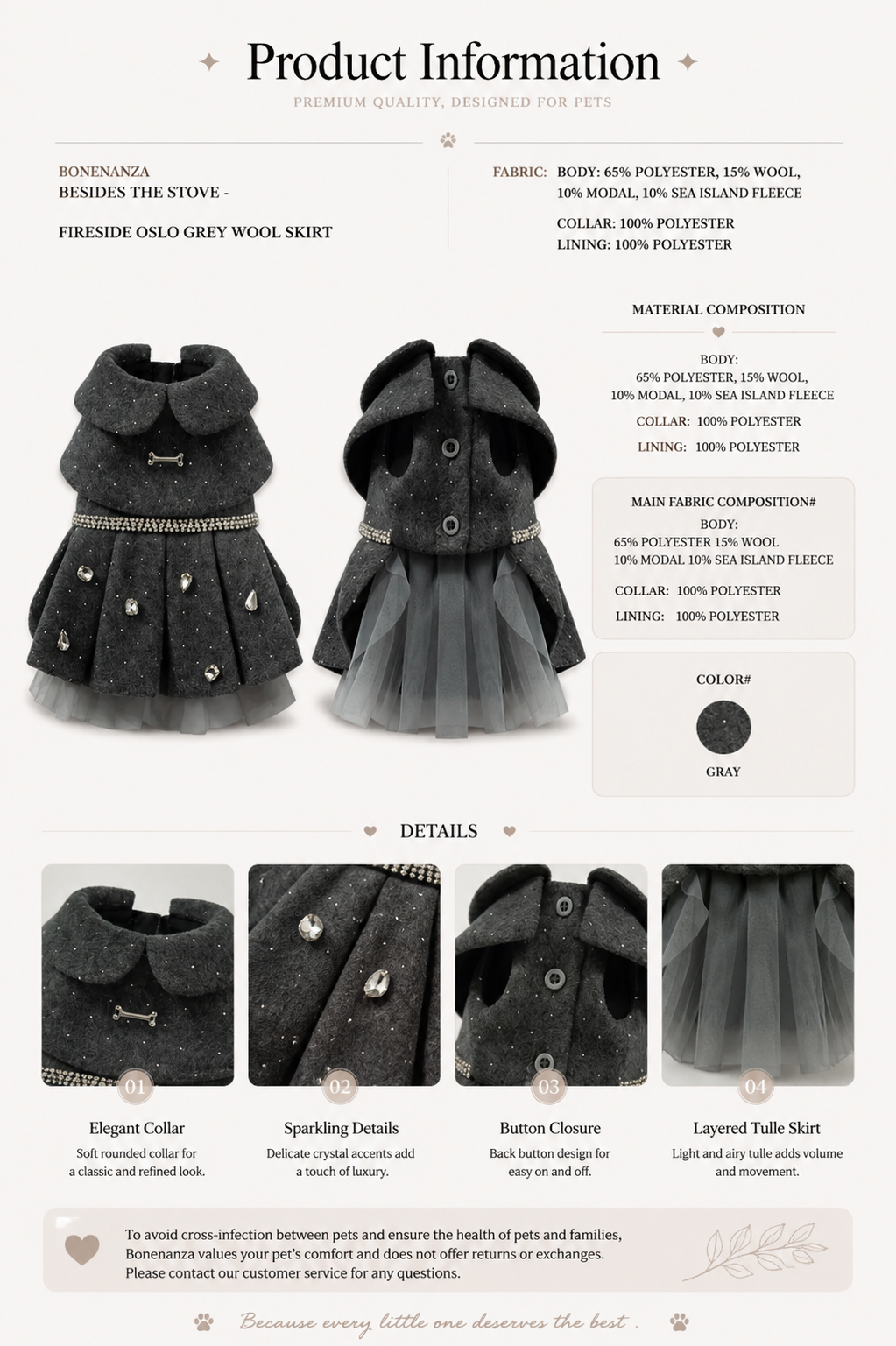 Fireside Oslo Grey Wool Skirt Dress