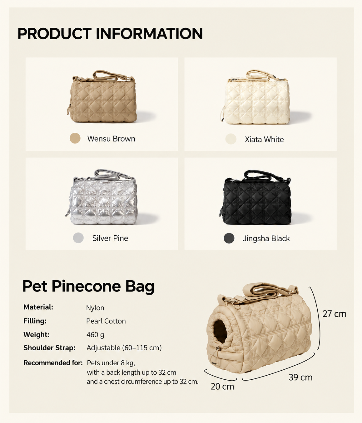 Pinecrest Quilted Pet Carrier