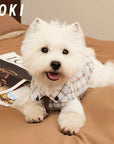 Preppy Plaid Dog Shirt with Collar and Tie