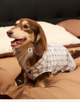 Preppy Plaid Dog Shirt with Collar and Tie