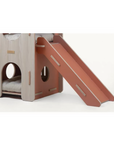 FurHugs ClimbCabin – Two-Story Wooden Cat House with Ramp & Cushions