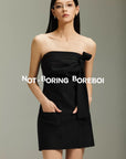 Atelier Bow Strapless Mini Dress
