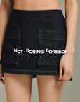 Minimal Cropped Denim Mini Skirt