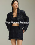 Minimal Cropped Denim Mini Skirt