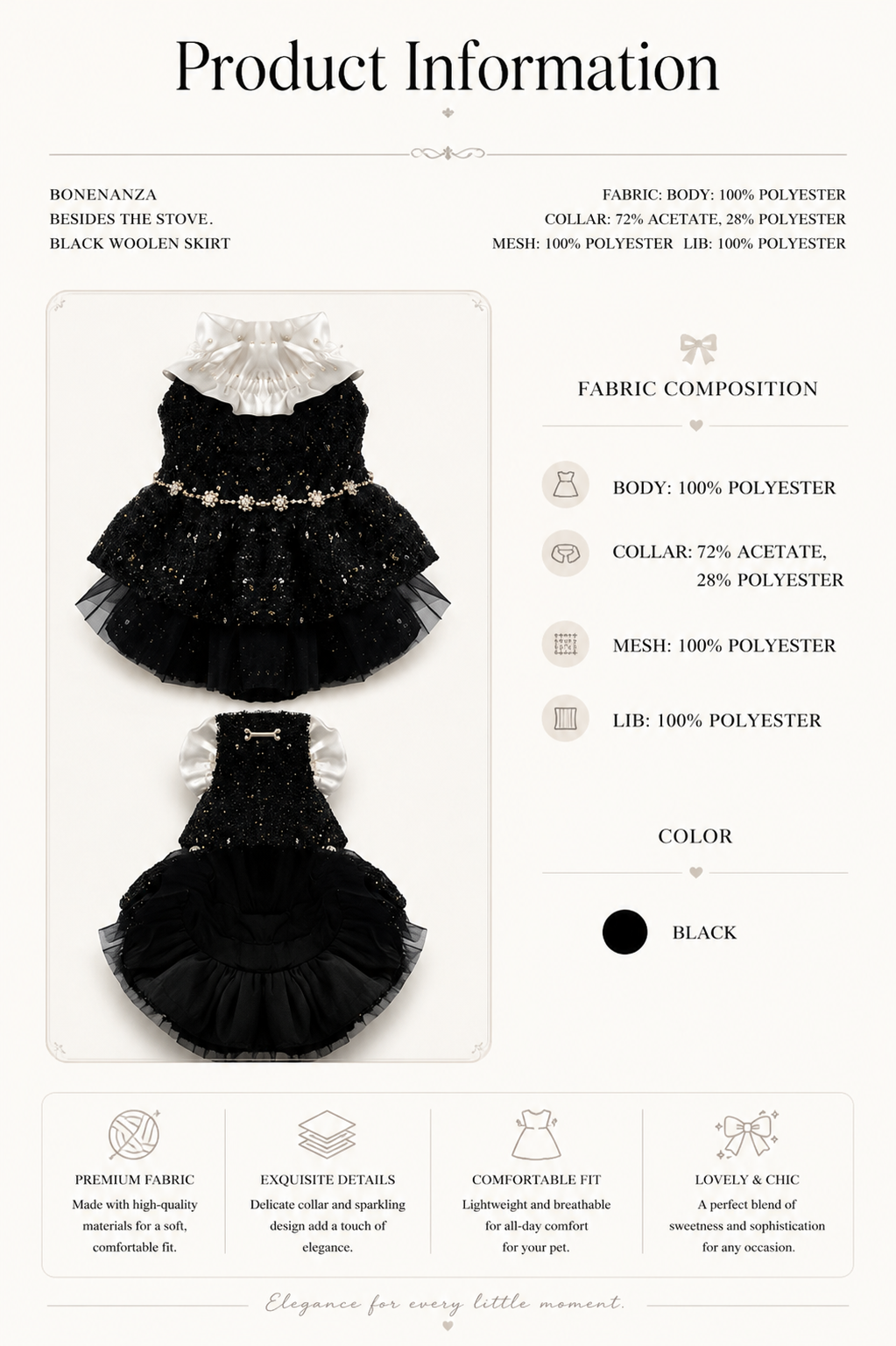 Black Woolen Skirt Dress