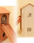 FurHugs ClimbCabin – Two-Story Wooden Cat House with Ramp & Cushions