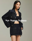 Minimal Cropped Denim Mini Skirt