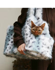 Blue Leopard Faux Fur Carrier