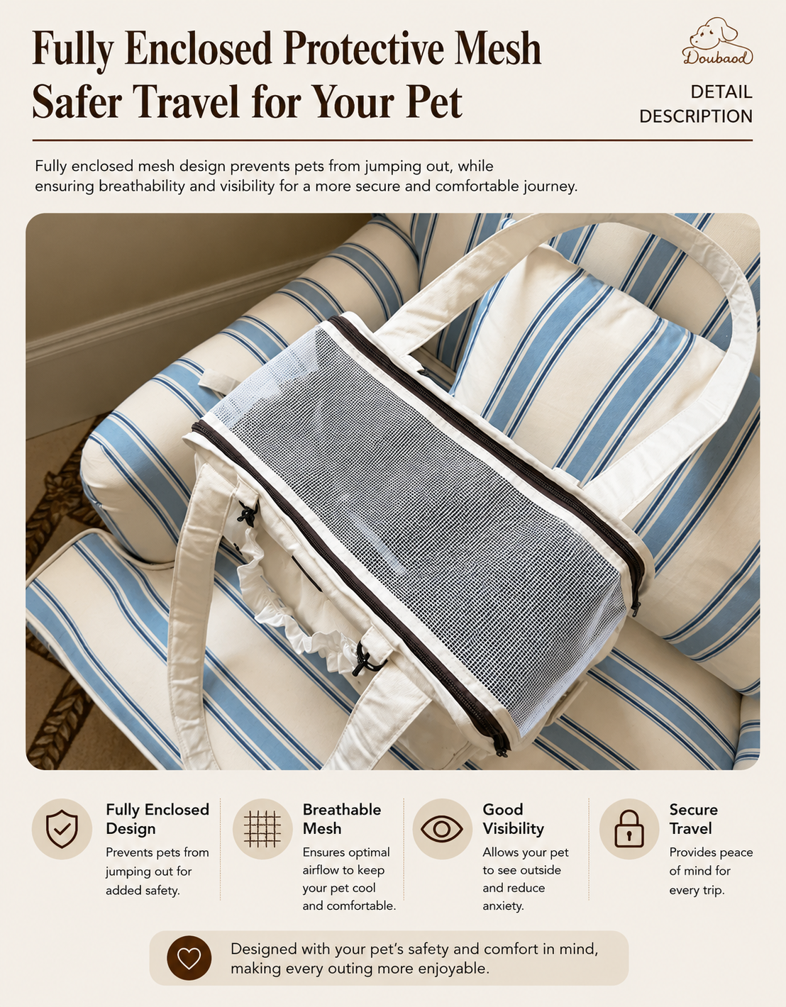 Doubaod® Portable Multi-Functional Pet Travel Carrier
