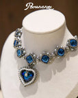 Hand-Woven Blue Crystal Diamond Necklace