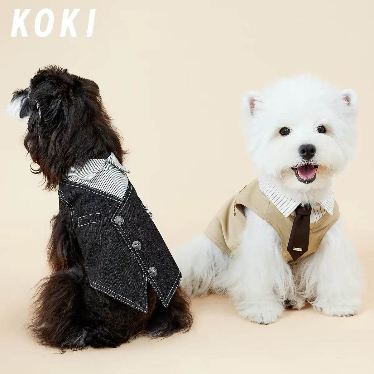 Vintage British Gentleman Pet Vest &amp; Denim Shirt