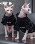 Glossy Black PU Checkered Outfit for Cats