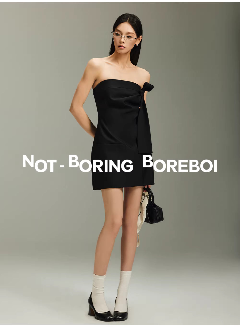 Atelier Bow Strapless Mini Dress