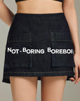 Minimal Cropped Denim Mini Skirt