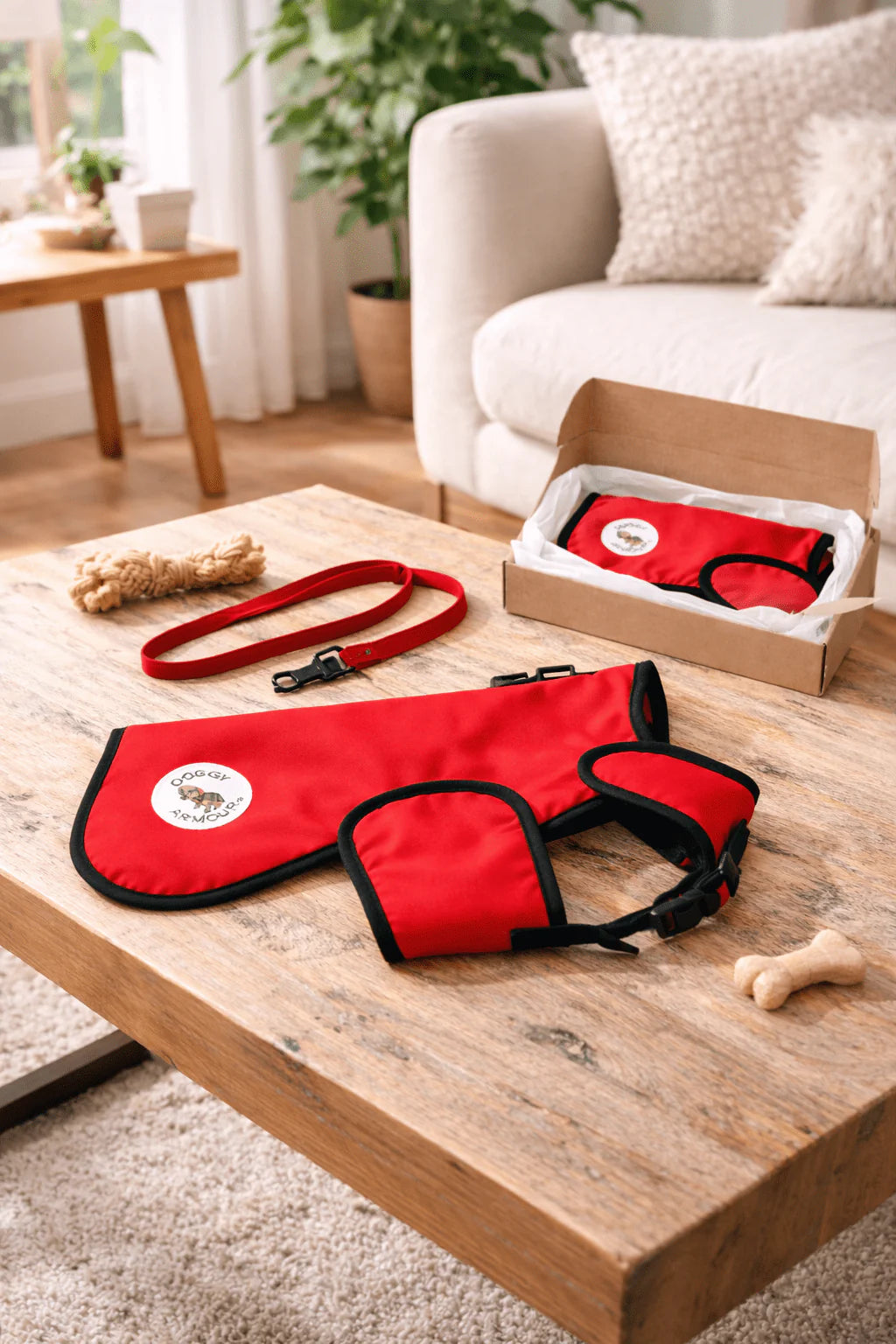 Poppy Red Protective Dog Coat - Armoured Bite Resistant Dog Coat
