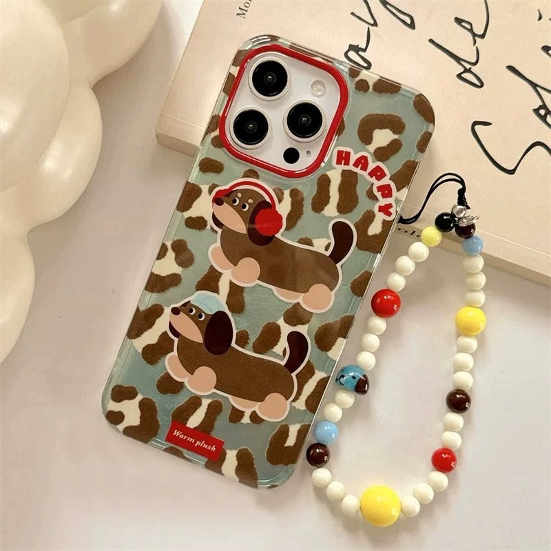 Striped Polka Dot Dachshund Case