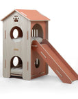 FurHugs ClimbCabin – Two-Story Wooden Cat House with Ramp & Cushions