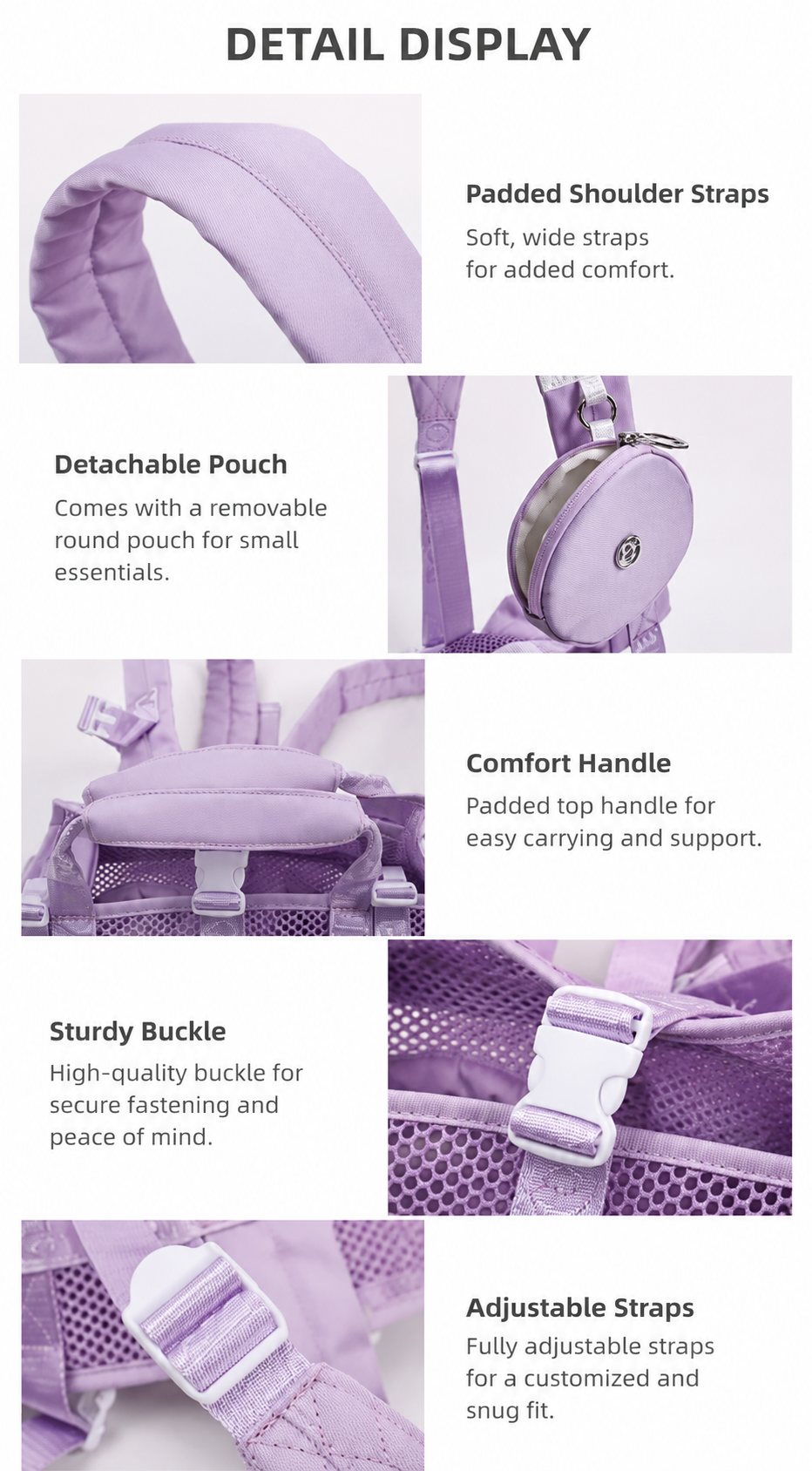 Lavender Cloud Shoulder Carrier Backpack