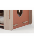 FurHugs ClimbCabin – Two-Story Wooden Cat House with Ramp & Cushions