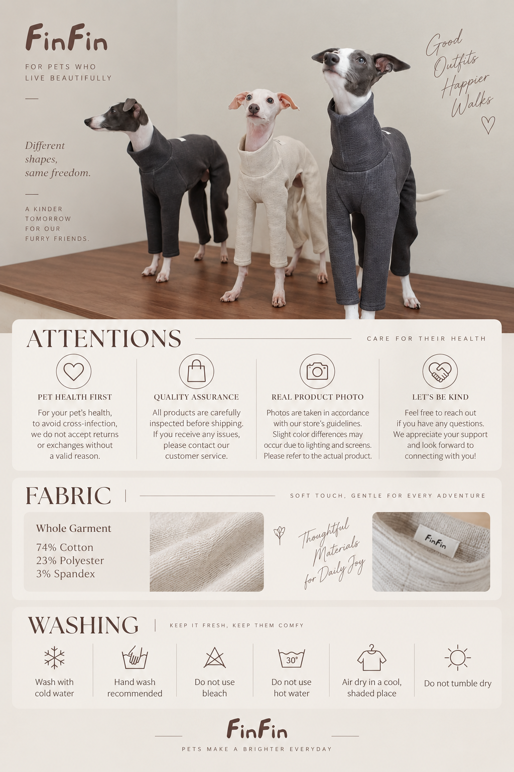 Oatmeal High-Neck Four-Legged Dog Jumpsuit