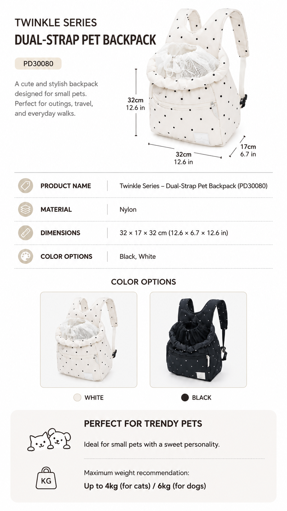 Portable Hands-Free Pet Backpack Carrier Travel Bag